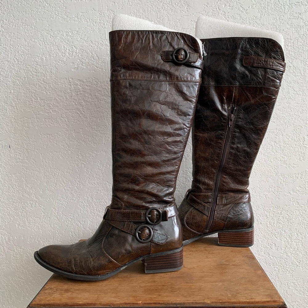 Brown Over The Knee Leather Boots